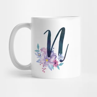 Floral Monogram N Pretty Lilac Bouquet Mug